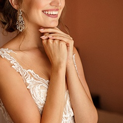 Closeup of bride smiling