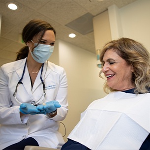Mission Viejo dentist talking to dental patient