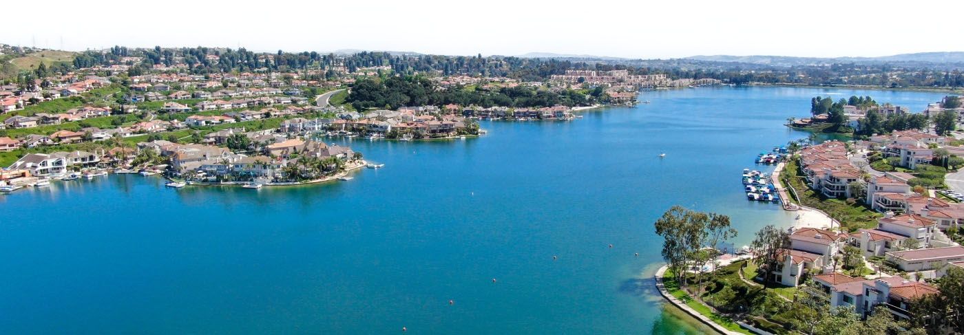 Aerial view of Mission Viejo California shoreline